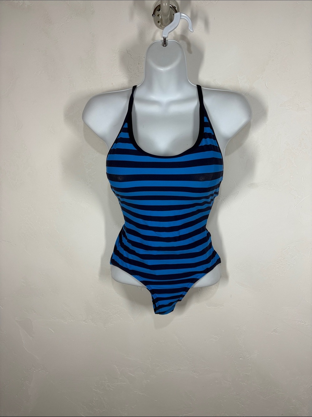 DKNY Women’s Blue Striped One-Piece Swimsuit size 4